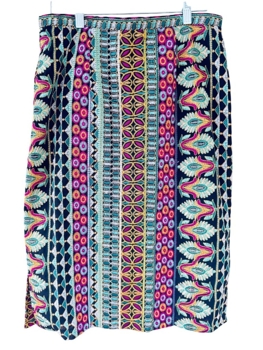 Vanessa Virginia Anthropologie Embroidered Boho Skirt Women's Size 10 Multicolor